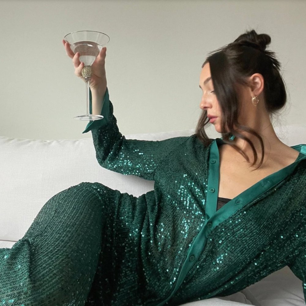 Hokiis Studio 54 emerald top and pant
